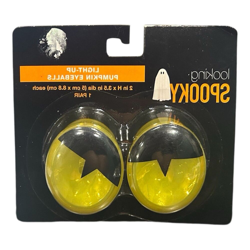 Looking Spooky Halloween Light  Up Pumpkin Eyeballs Night Prop